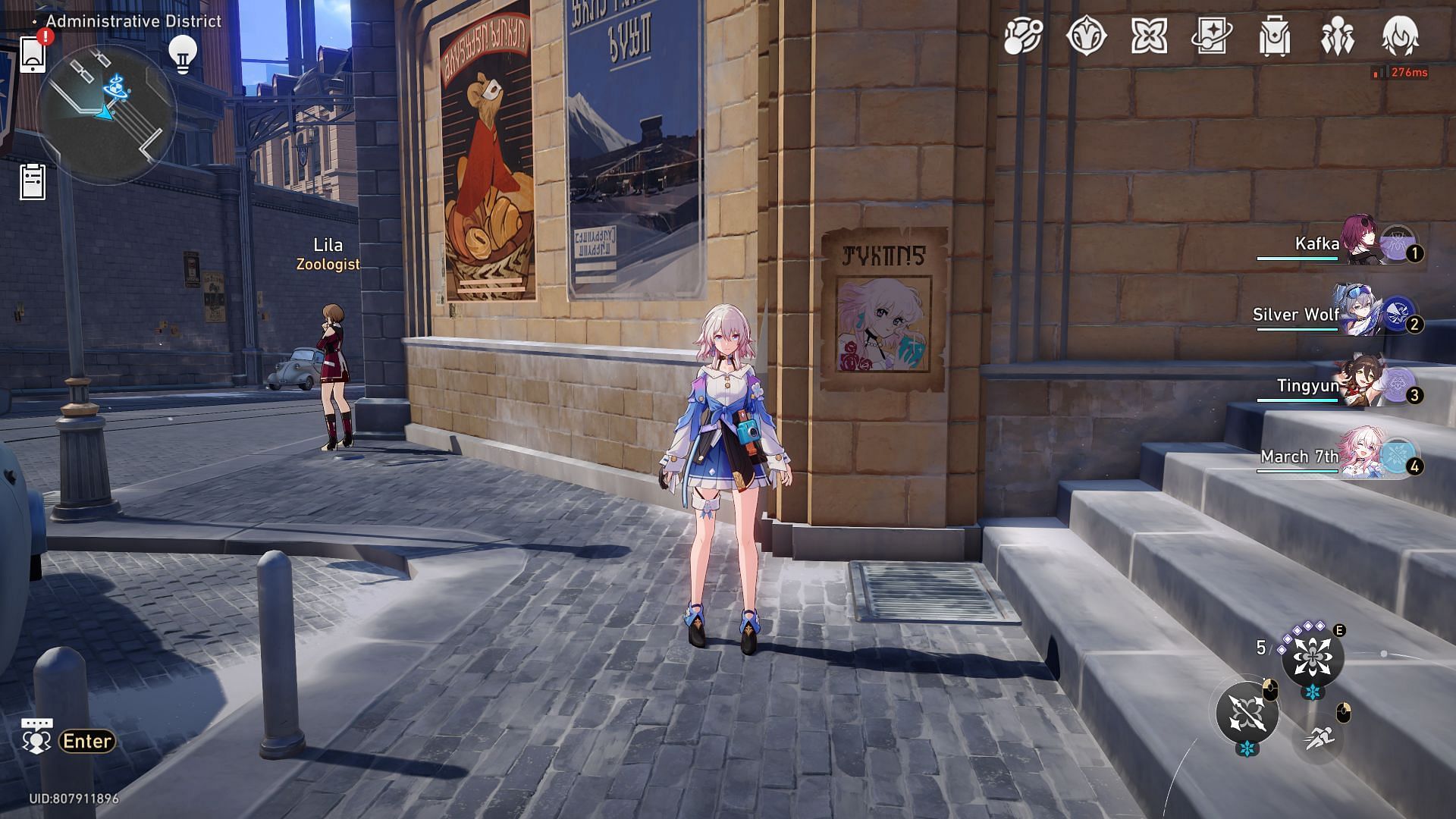 March 7th with her wanted poster (Image via Haonkai Star Rail)